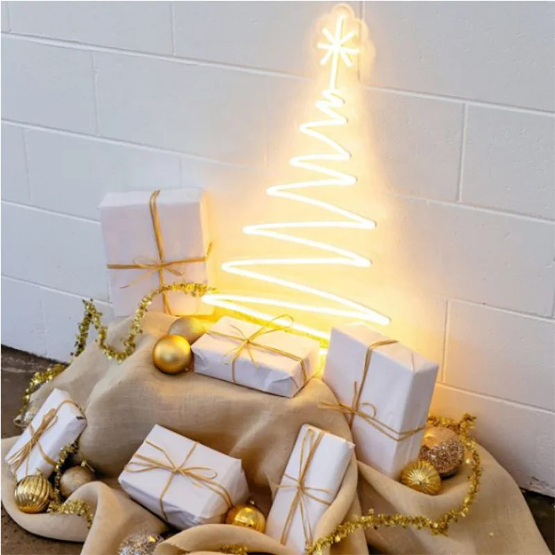 Modern Neon Christmas Tree Holiday Decoration Clear Acylic 12V