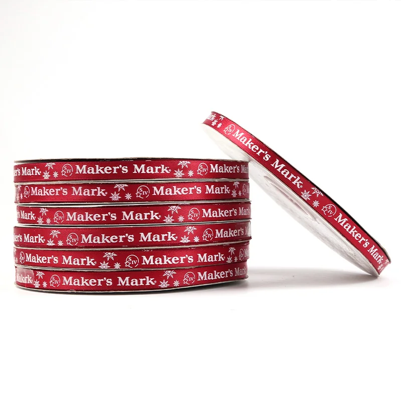 High Quality Custom 1cm 1.2'  Christmas Woven Wholesale Red Stock Ready to Ship Ribbon