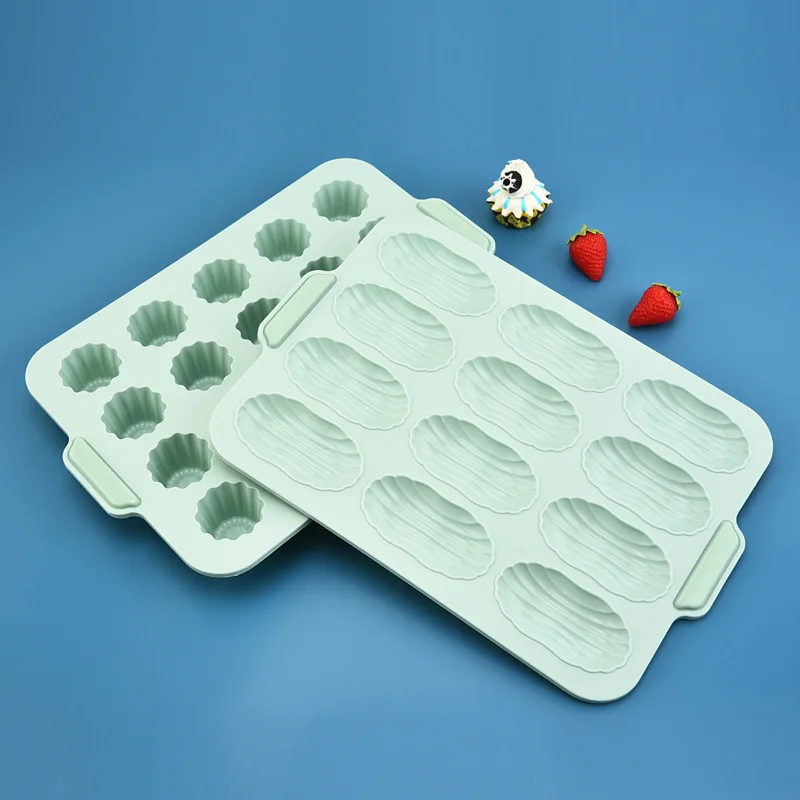High Quality Silicone Biscuit Mould With Soft Handle 12-Cavity Silicone Cupcake Mould Non-stick Baking Pan Pastry Cake Tools