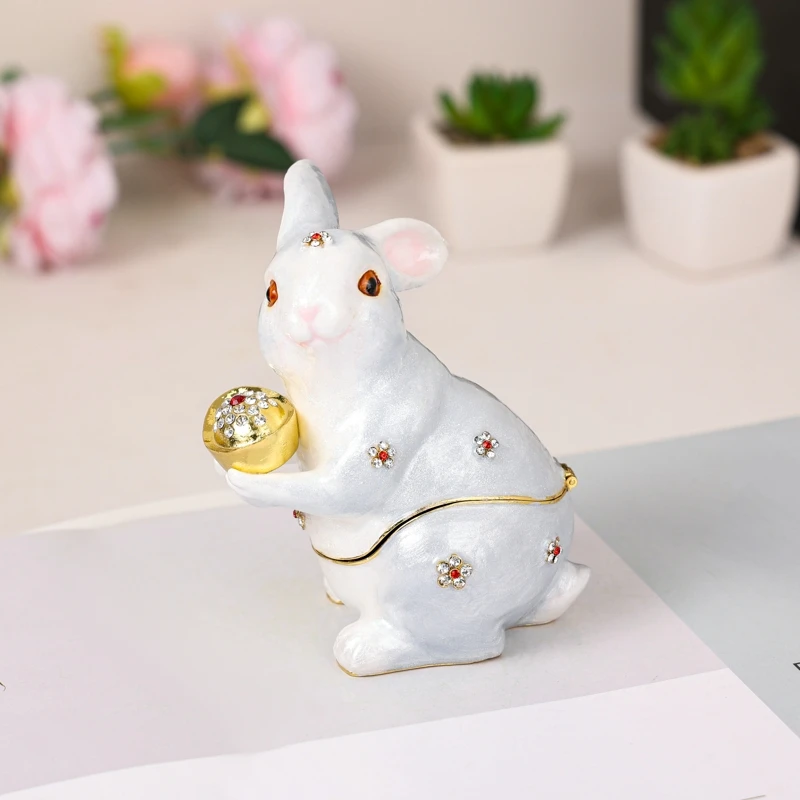 SHINNYGIFTS 2023 Новогодний подарок коробка для украшения животных кроликов эмалированная металлическая поделок оптовая продажа