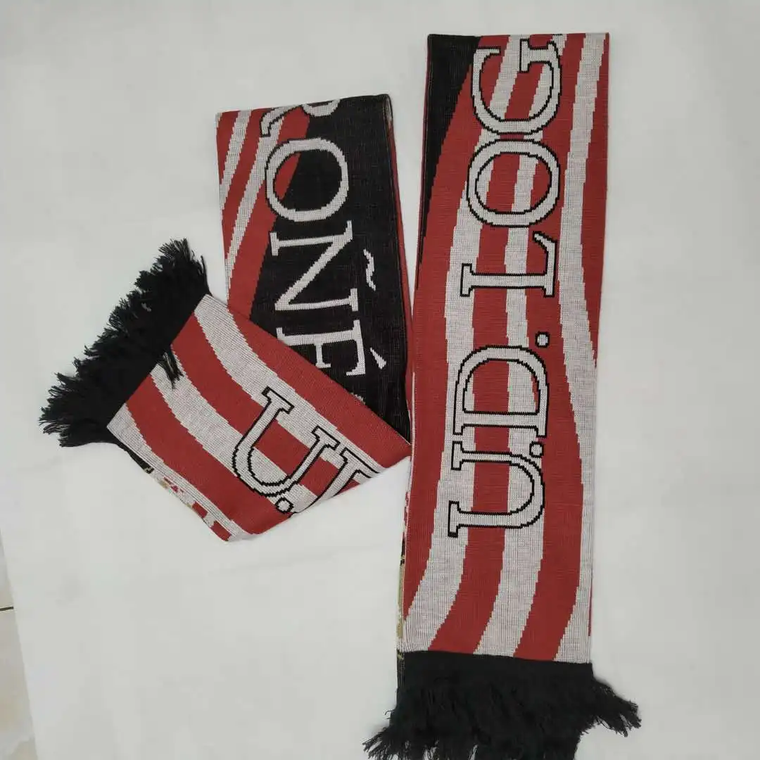 Custom  festival soccer  knitted acrylic jacquard fan scarves ,custom  football club thick warm scarf  in winter