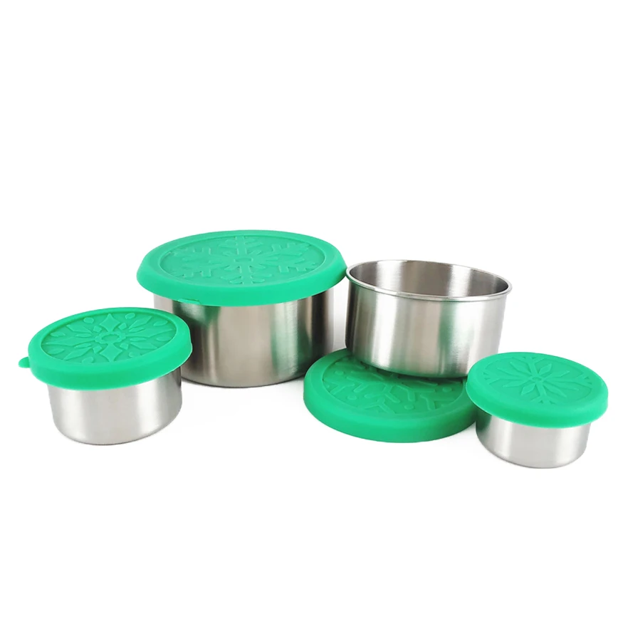  LIHONG Hot Sale Stainless Steel Lunch Box Silicone Food Containers luxury airtight jar metal snack bento lunch box for