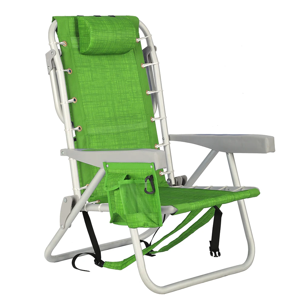 4 positions lace-up personalized backpack metal lightweight travel camping beach chair outdoor with cooler bag