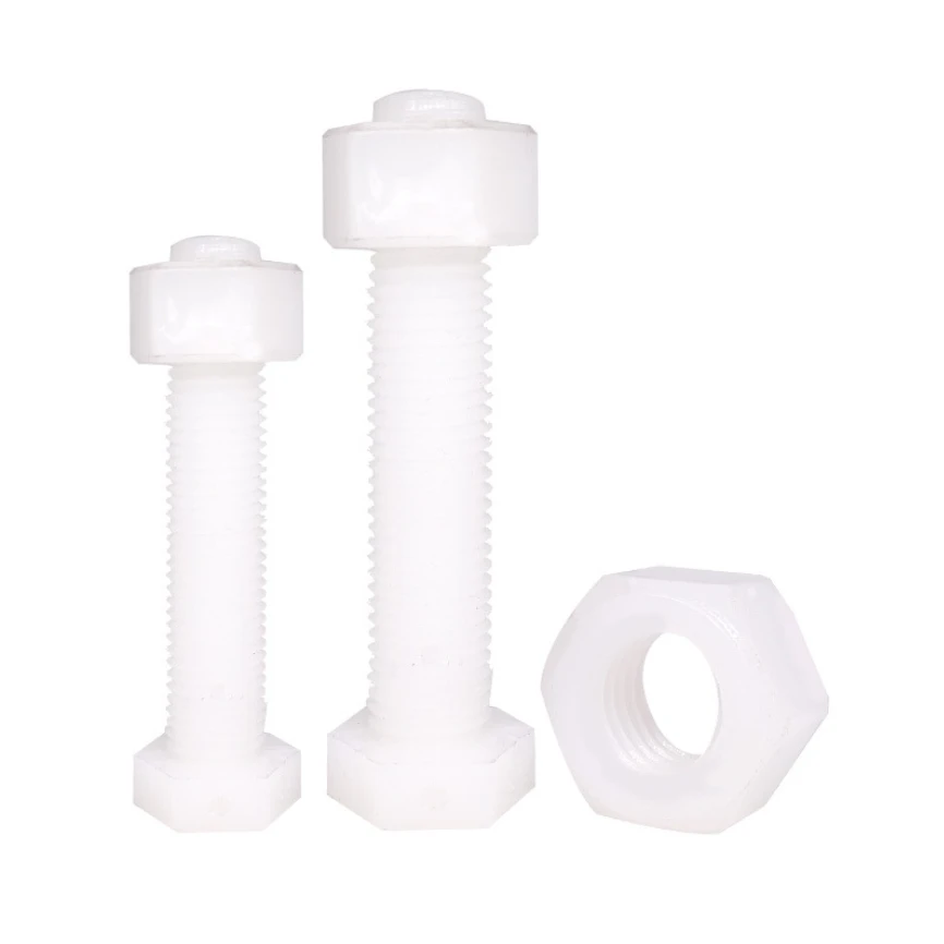 M8 M10 M12 Plastic Hex Head Bolts Screws Plastic Fastener White Nylon Plastic Screw