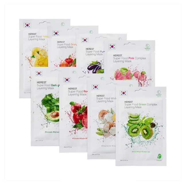 Top Quality Anti-Wrinkle Private Label Herest Super Food Layering Mask 8Types For Wholesale K-beauty Sheet mask pack Skincare