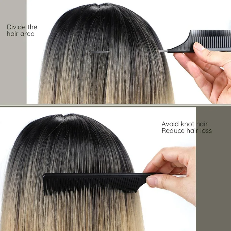 Hair Styling Antistatic Heat Resistant Custom Logo Peine Carbon Hair Precision Metal Rat Tail Parting Comb With Private Label