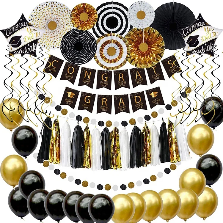 RUI YI 62 шт. принадлежности для выпускного вечера аксессуары для украшения Grad баннер бумажный вентилятор гирлянда растяжки