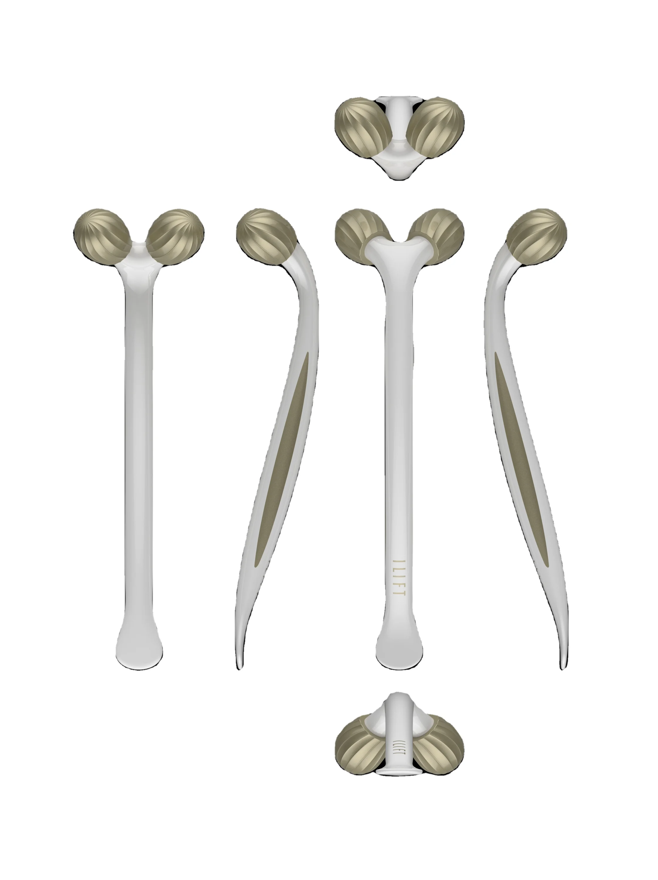 3D Shaping Alloy Home Use Facial Massager Roller Face Slimming Twin Balls Roller Hand Rolling Beauty Bar