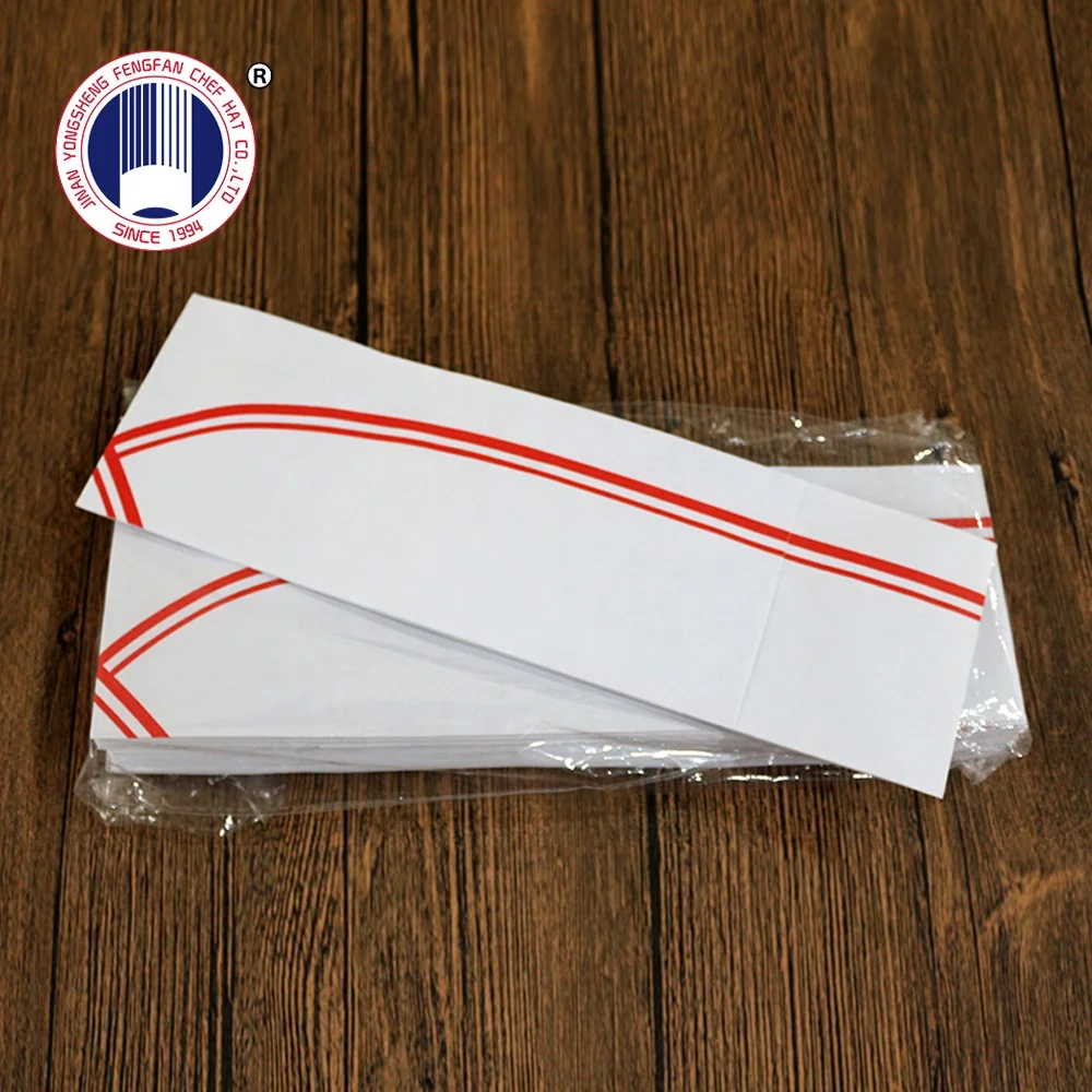 Paper cap red strip paper forage cap disposable kitchen chef hat
