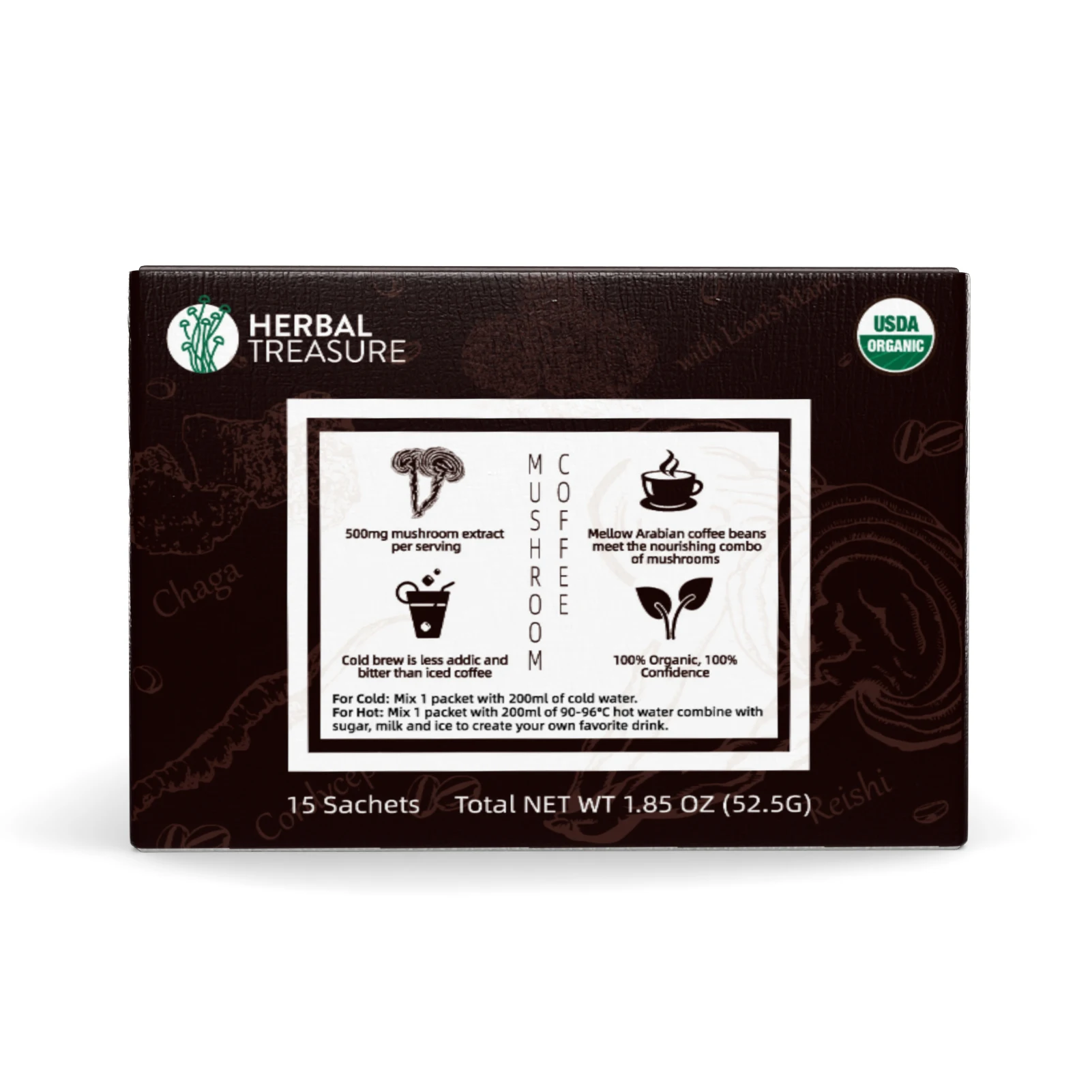 Instant Coffee Mix Reishi Mushroom Extract 4 in 1 Healthy Drink 100% Organic