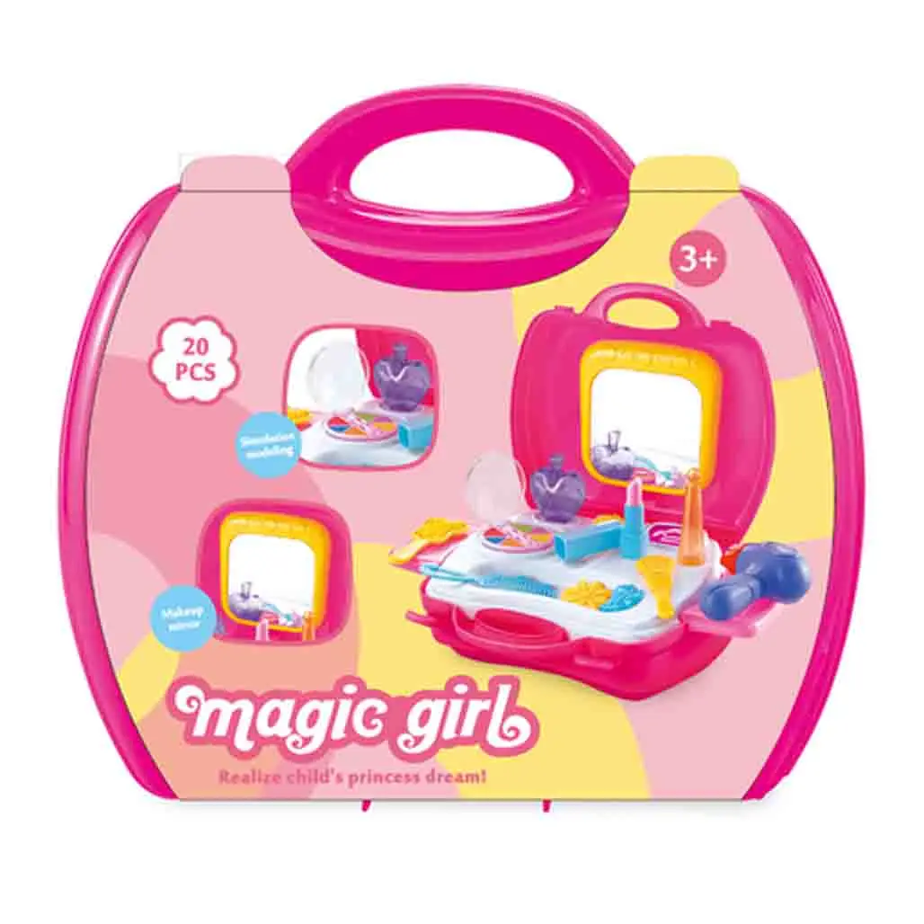 Kids Pretend Play Fashion Cosmetics Portable Suitcase Girl Make Up Set Toys