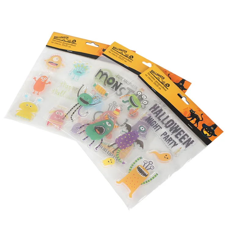 Wholesale Gel Clings Printed Gifts Custom carton Design Jelly Gel removable environmental Sticker Window Sticker