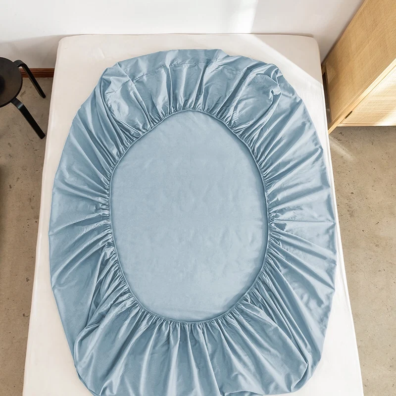 Wholesale Home Solid Color Bed Sheet 100% Cotton Fitted Bed Sheets Mattress Cover With A Rubber Band Sheets For Beds