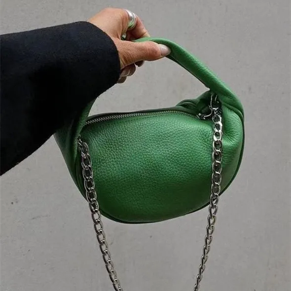 YIMYIK 2022 New Fashion Plain Handbag Litchi Pattern Designer Shoulder Bag with Chain