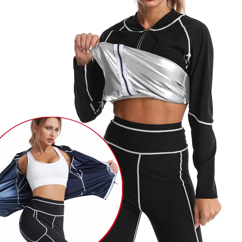 Women Waist Trainer Sauna Sweat Corset Zip Front Sauna Weight Loss Sweat Slimming Neoprene Jogging Suits Fat Burning Fast