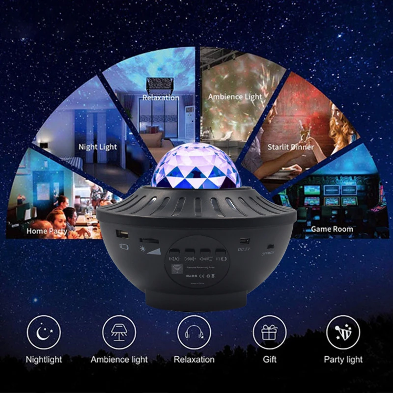 Smart Music Galaxy Star Projector Laser Night Light Speaker Projector Lamps