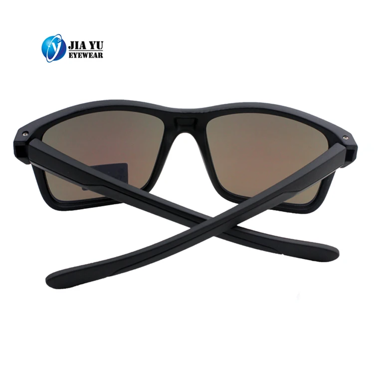 Custom color and logo gold mirror high end sports mens recycled plastic sunglasses