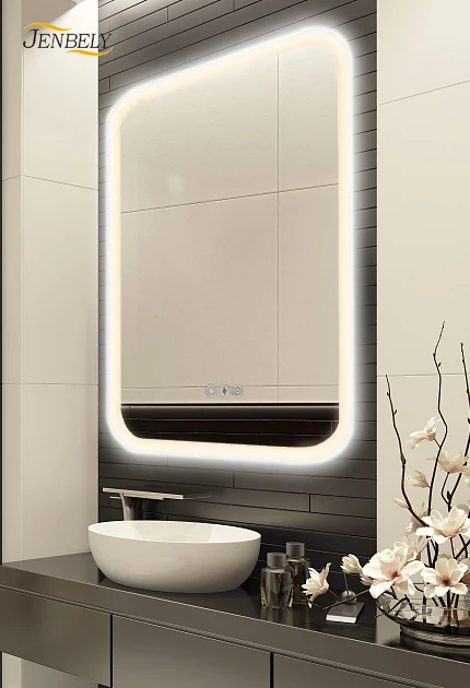 Modern round LED Mirror Illuminated with Graphic Design Solution Capability