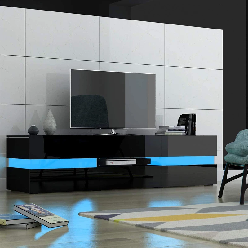 
LED modern tv units stand wood cabinets living room tv table furniture 