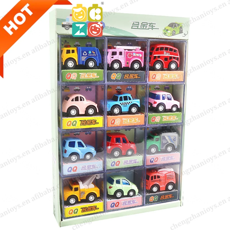 CZ Police Engineering Car Set 12Pcs Clear Acrylic display box Cartoon Pull Back Alloy Car Toy City Van Truck Mini Die-cast Toy