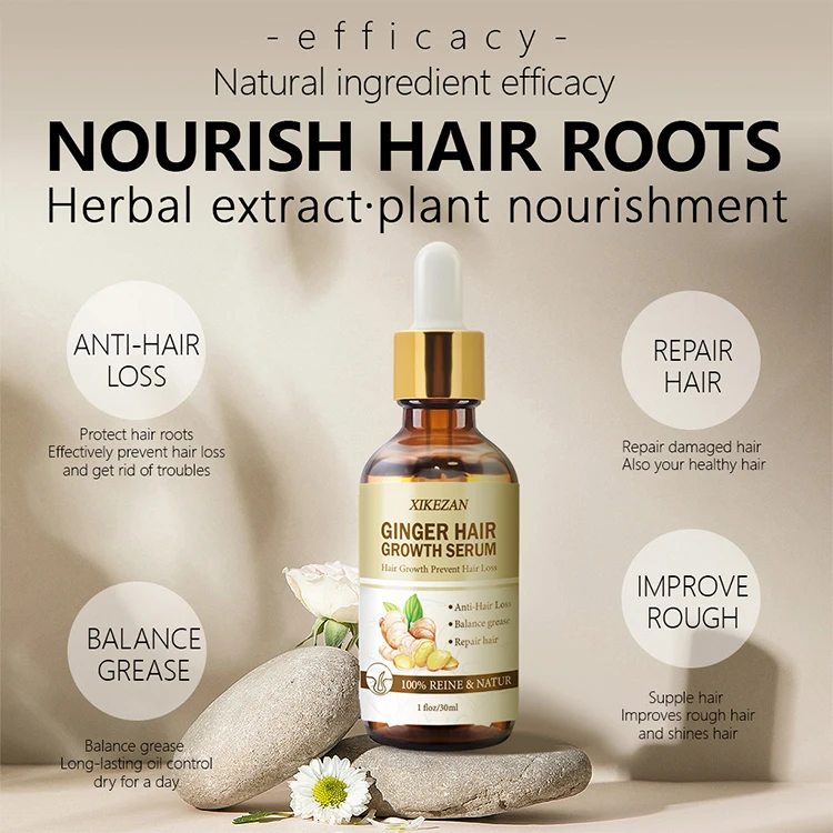 Hair Treatment Anti Loss Serum Ginger Growth Oil Ingrown Organic Hair Fall Serum For Rough And Damage Hair