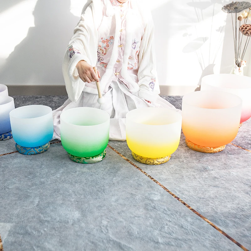 6-12inch Frosted Quartz  Crystal Singing Bowl sound healing sound healing chakra bowl set