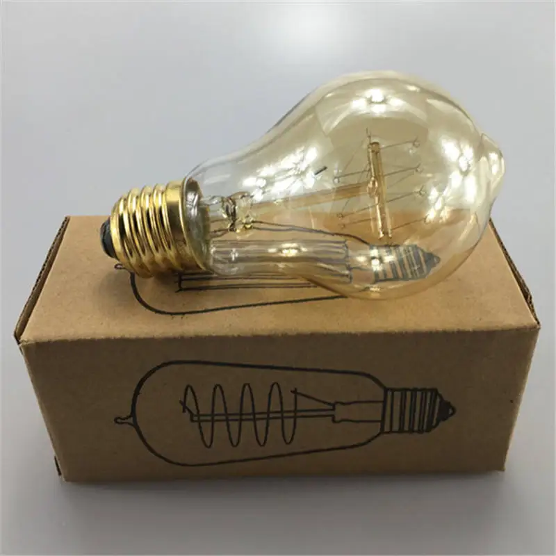 CE Certificate 25W 40W 60W 110V 220V E26 E27 B22 A19 Vintage Carbon Filament Edison Bulb