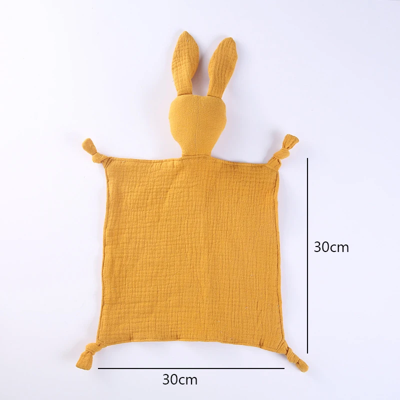 Cute Animal Rabbit Organic Cotton Muslin Baby Blanket Baby Comforter Toys Infant Baby Teething Muslin Bunny Comforter Blankets
