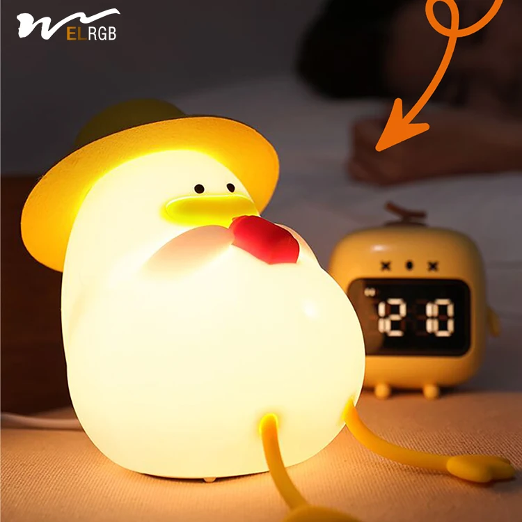 Happy duck intelligent voice voice control night light baby feeding eye protection silicone atmosphere bedside lamp