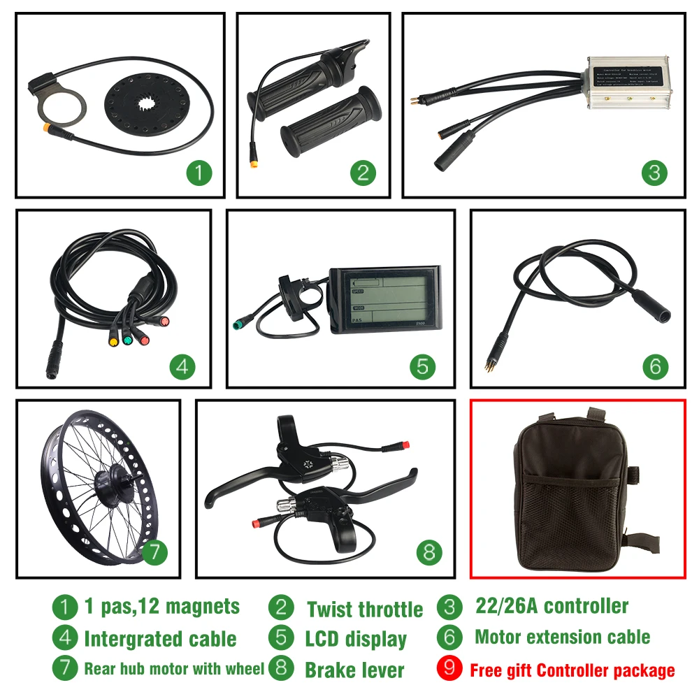  48v Fat tire bicicleta bicycle parts ebike hub motor rear wheel e bike electric conversion kit 1000w with