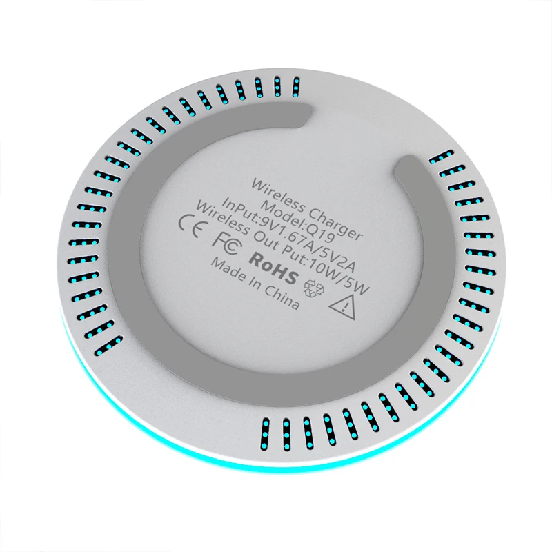 New Private Model 15W Wireless Pad LED Ambient Light Type-c Wireless Charging Fast Charger with Cooling Function