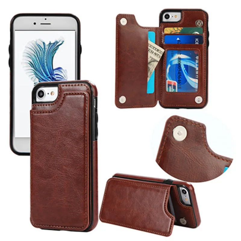 
For iPhone 12 XS MAX XR X 8 7 Wallet Leather Phone Case Card Slots Slim Multi-functional Folio Stand Shockproof For S10 Plus 