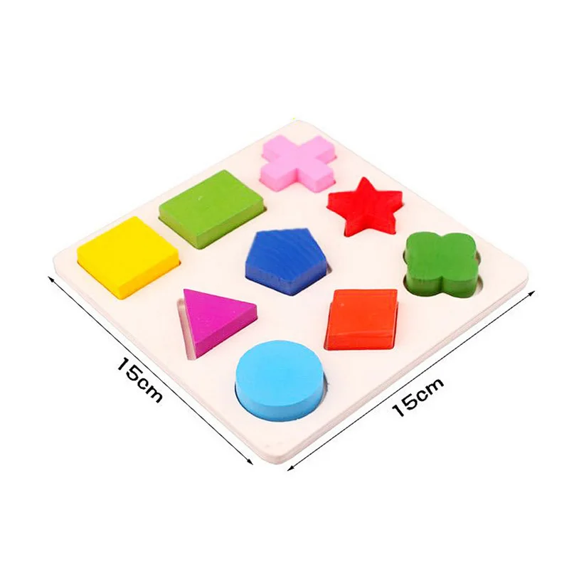 Kids Montessori Educational Shape Color Recognition Geometric Board Wooden Geometric Puzzle Toy