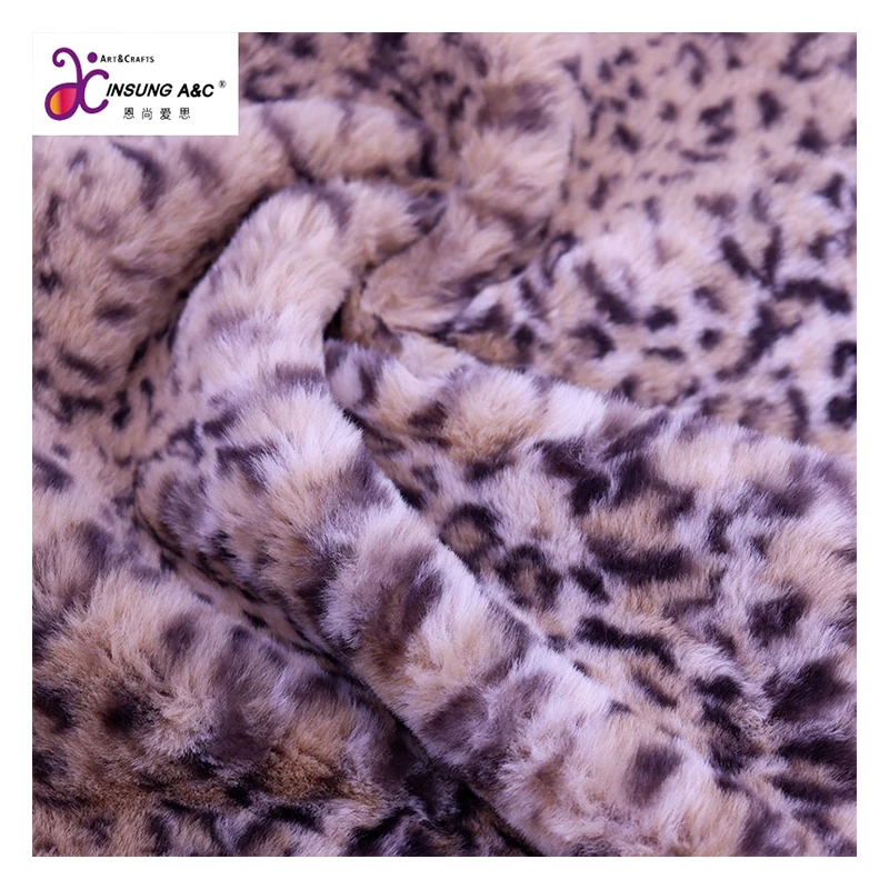 Factory Supply Faux Rabbit Fur Animal Pattern Printed Artificial Fur Plush Fabric for Winter Coats