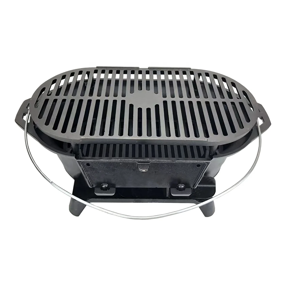 Heavy Duty Cast Iron Charcoal Grill Outdoor Small Portable Camping Cooking Nonstick Grate Surface Charcoal Grill