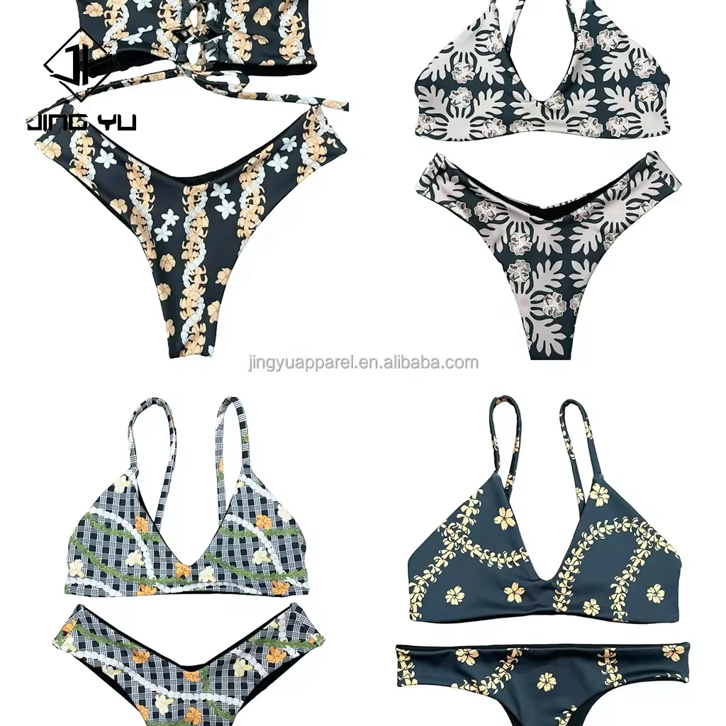 2024 New Custom Private Label Custom Bikini Printed Swim Suits Bikini Set Hawaiian Bathing Suits For Women