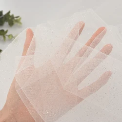 Glitter Lace Fabric For Wedding Dress Spray Silvery Powder Shinning Mesh Tulle Fabric For Dresses White Bridal Glitter Fabric