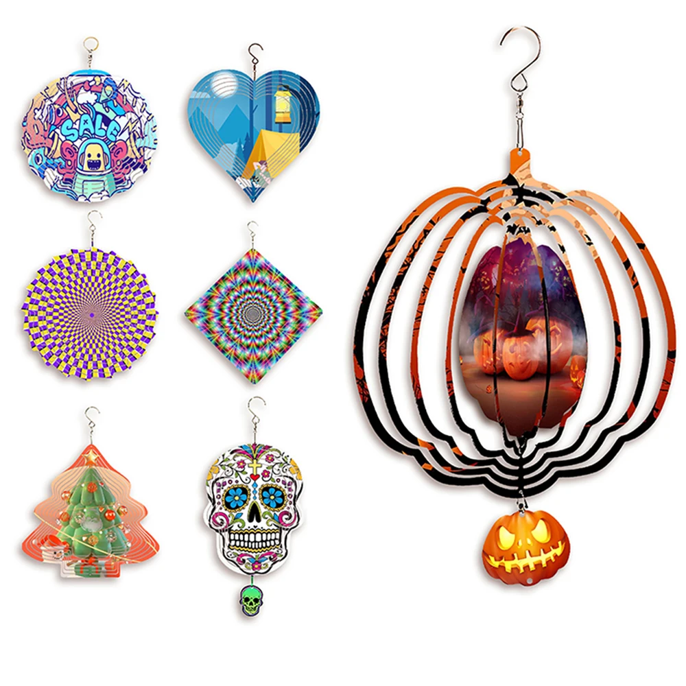 Auplex Wholesale 3D Metal Wind Spinners Garden Decorations Aluminum Hanging Wind Spinner Sublimation Blanks Flower Wind Spinner