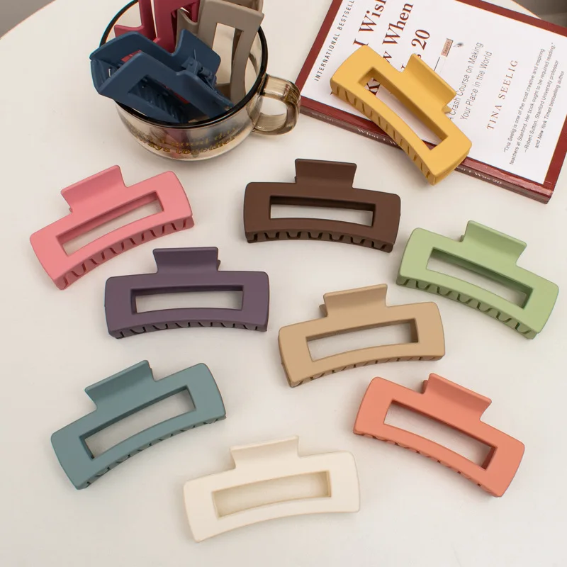 10.5 cm Solid  color Matte Hair Claw Clip Large Plastic Clamp Non-Slip Strong Claw Hair Jaw Clip for Women Girls Accessories