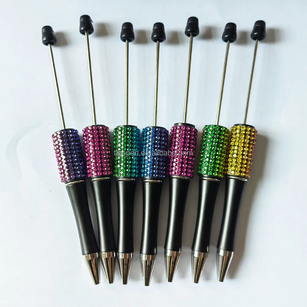 Hot Selling Ballpoint Pen Decorative Beaded Gift Beaded DIY Plastic Ballpoint Pen with Crystal Diamond