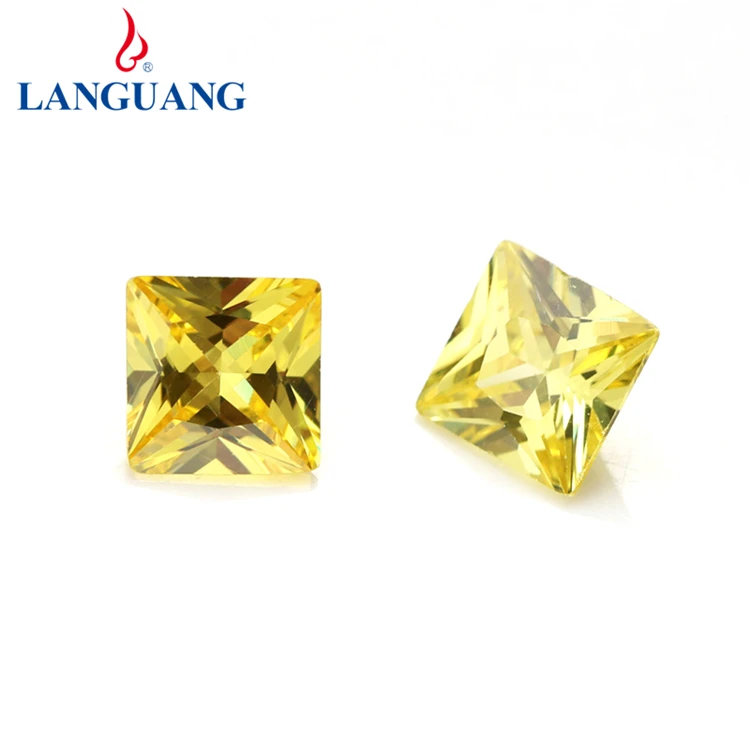 Lan Guang  Gemstone Wholesale Price 1.5mm-15mm Cut CZ Rough Olive yellow Square Cubic Zirconia Rhinestones