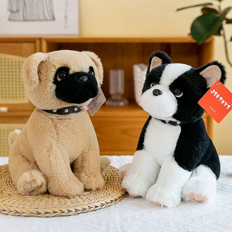 20cm 25cm Super Cute Kawaii Shai Pei Schnauzer Bulldog Realistic Puppy Stuffed Animal Toys