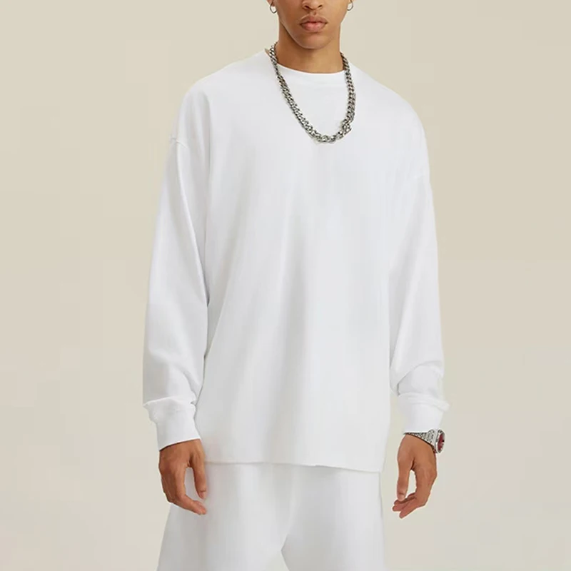 Manufacturer Custom Print Logo Long Sleeve T Shirt for Men 280gsm 300GSM Cotton Blank Unisex Oversize Crew Neck sweatshirts