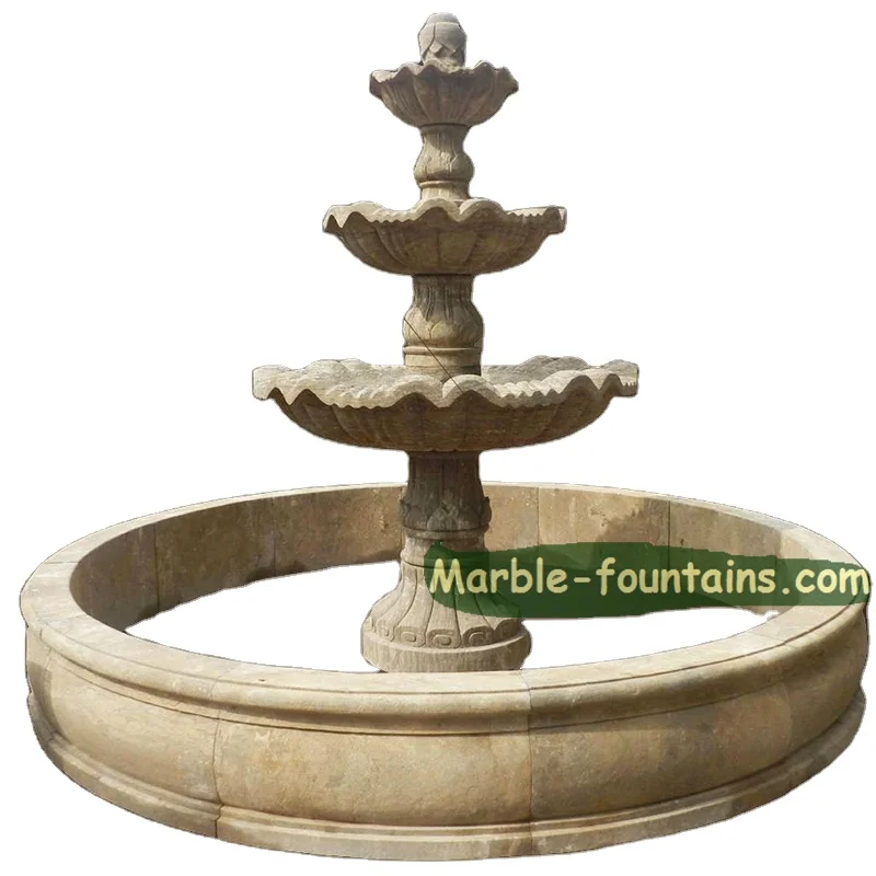 3 tier water fountain natural stone carved round garden water fountains outdoor