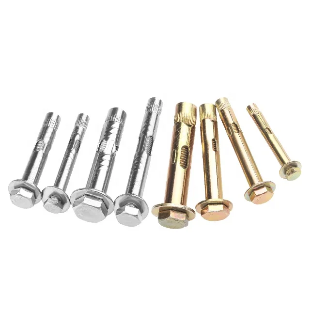 customized 304 Stainless Steel Galvanized Sleeve type expansion anchor bolts With hexagon nuts spring washers and flat washers