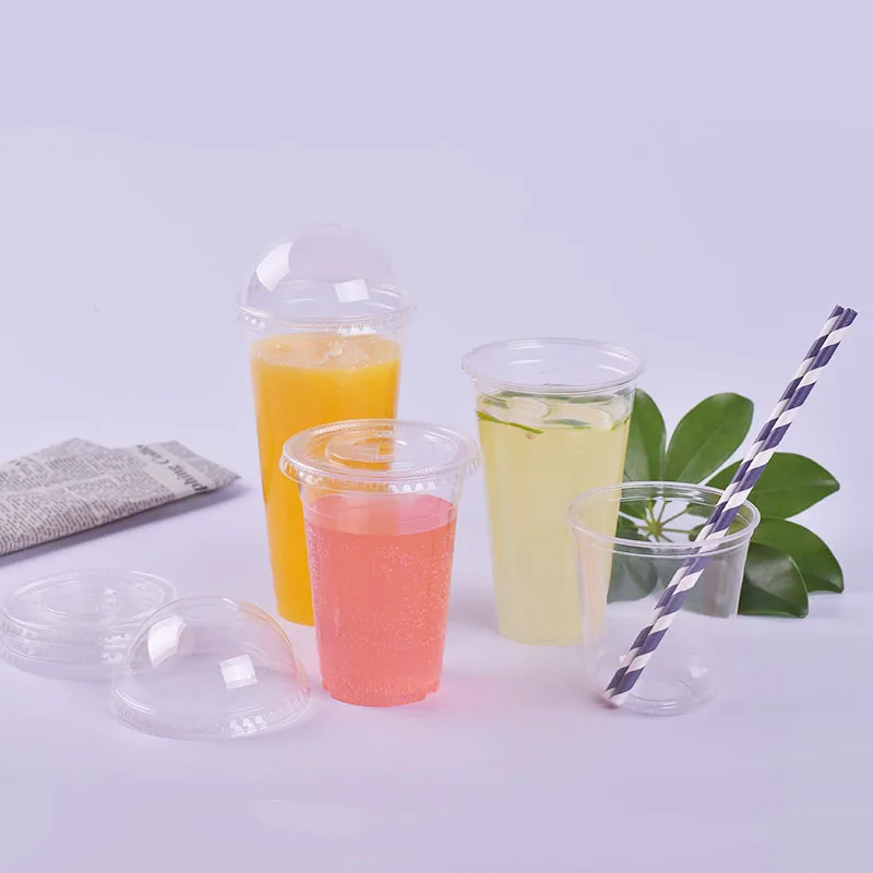 Custom PET Cups Printed Compostable Clear Disposable Plastic 100% Biodegradable Plastic cup pet With Lids