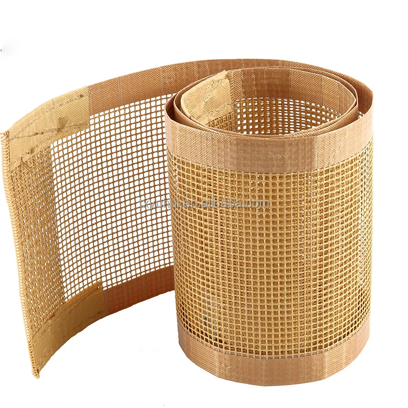 Anti-Slip Non-Stick 4*4mm Customized PTFE Coated Aramid Mesh Conveyor Belt