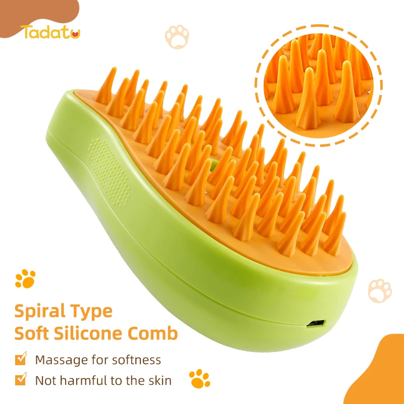Multifunctional 3 in 1 Rechargeable Pet Hair Massage Cat Brush Steamy Comb Dog Self Cleaning Brush Misty Cat Spray Steam Brush