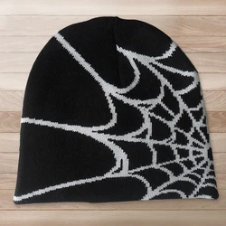 Autumn Winter Knitted Beanie Hats Women Men Halloween Trendy Warm Spider Cobweb Jacquard Beanies Hip Hop Hats Caps Wholesale