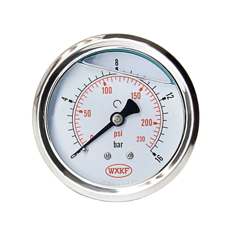 0 - 25 bar 100 mm glycerine oil filled pressure gauge